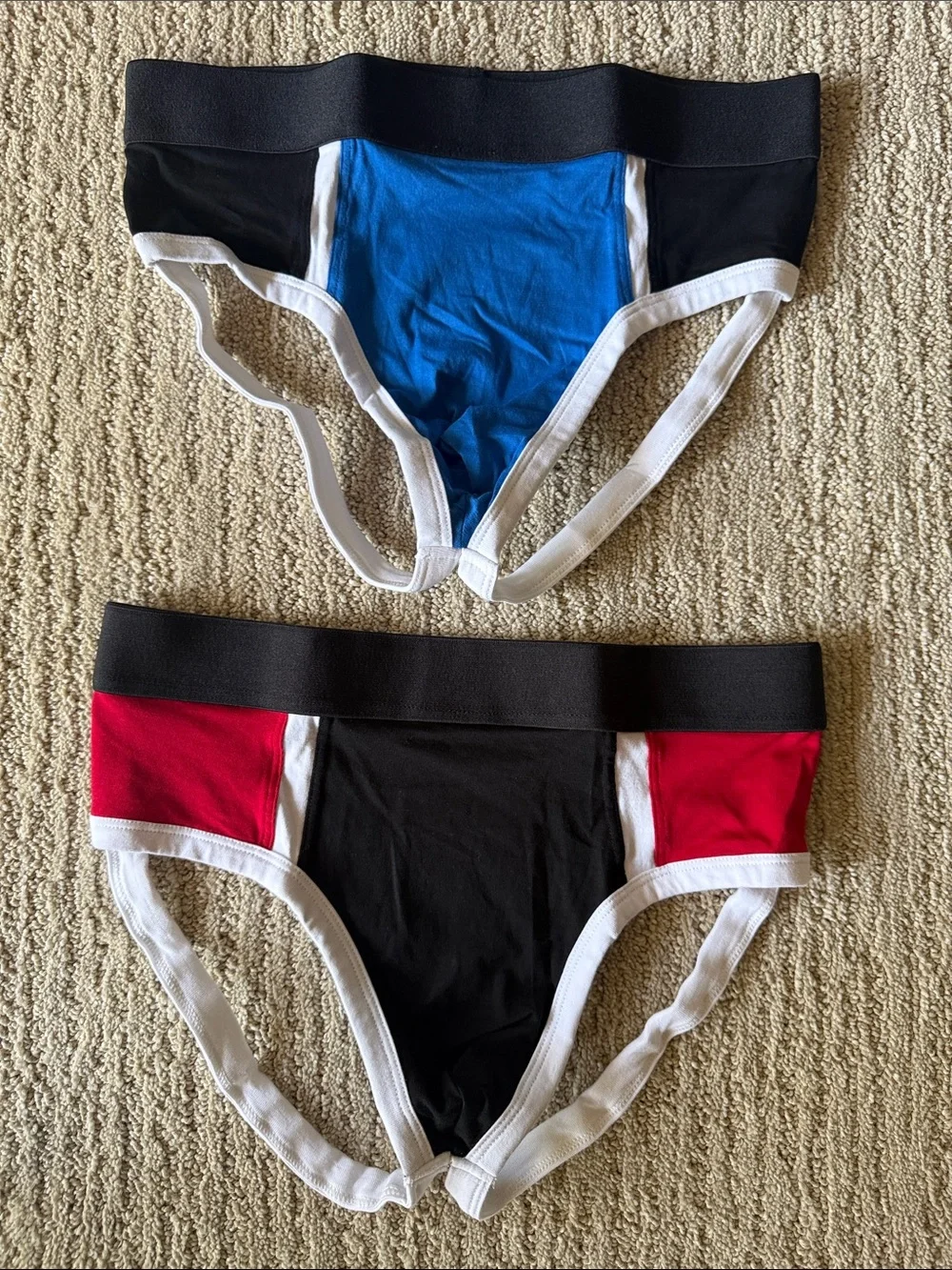 Men's Colorblock Athletic Jockstrap - Black & Red / Black & Blue